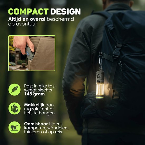 Vulpes Goods® Repeller - 3-in-1 Muggenverjager – Oplaadbare Muggenlamp, Powerbank & Verlichting – Voor Reizen, Camping, Wandelen – Binnen & Buiten – 400LM - Magnetisch - Incl. 10 extra geurpads