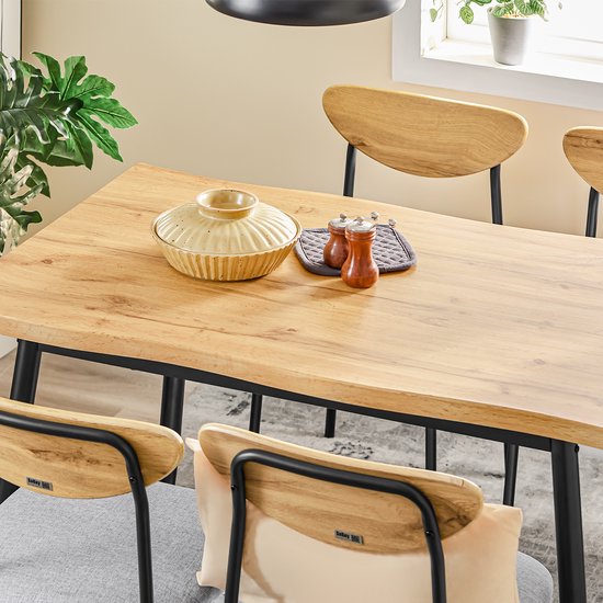 SoBuy OGT52-N Eettafelset 5-delig met Comfortabele Stoelen, Eettafel met 4 Stoelen, Compacte Keukentafel voor Kleine Ruimtes, Ideaal voor Eetkamer, Keuken, Woonkamer