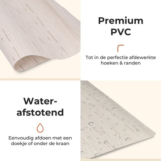 Castagnola Placemats - Placemat van Kunststof - Onderlegger - Onderzetter - Placemats Plastic en PVC - 6 Stuks - 45 x 30 cm - Beige
