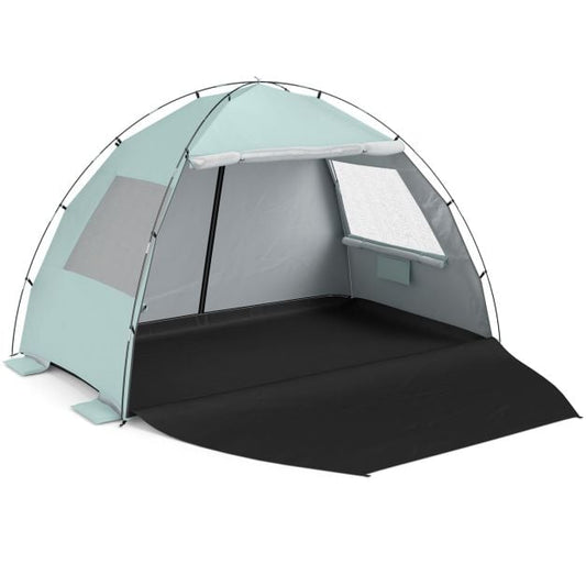 Coast Strandtent 260 × 150 × 160 cm – Beach Shelter met Luifel, UPF 50+ UV-Bescherming, Mesh Ramen & Draagtas – Groen