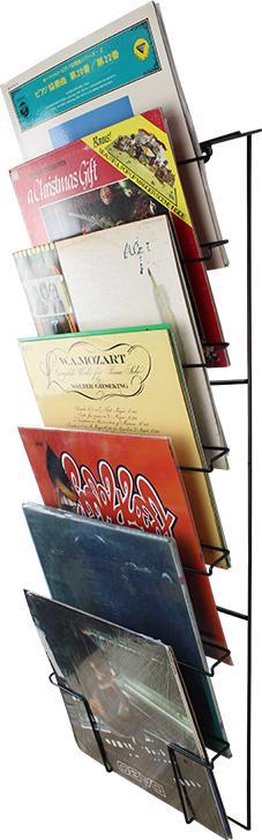 VDD Vinyl Wish - platen opbergrek -  10x35x92cm - Kleur: zwart