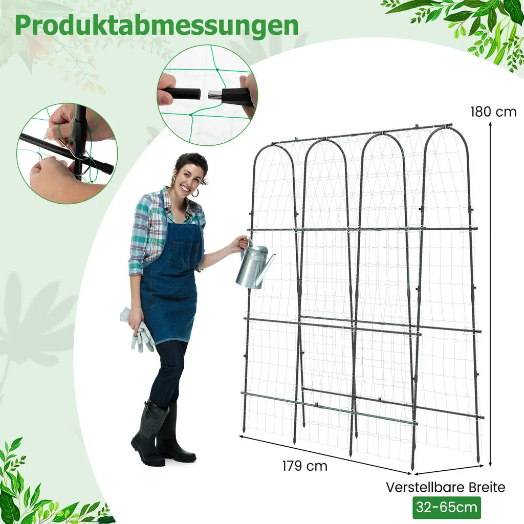 Coast Komkommerrek Zwart – Verstelbaar Plantenrek met Net – 179 x 32-65 x 180 cm