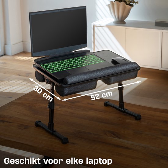 CozySense® Verstelbare Laptoptafel - Bedtafel - Banktafel - Laptopkussen - Schootkussen & Laptray - Schoottafel voor Laptop - Verstelbare Poten