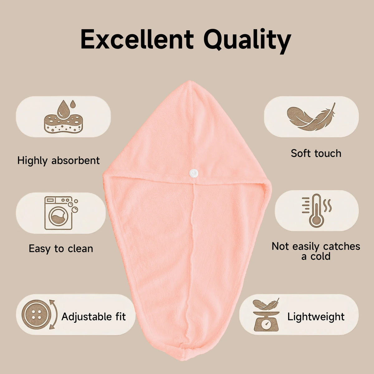 YIJINCHAN Haarhanddoek Turban - Paars - Microvezel, 65 x 40 cm