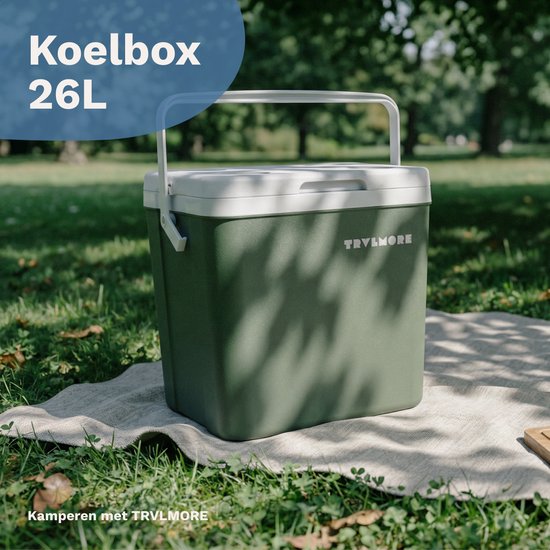 TRVLMORE Koelbox 26L - Frigobox - Inclusief 2 Koelelementen - Groen