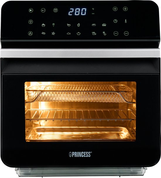 Stoomoven Princess – Stoomkoker – Vrijstaande heteluchtoven - 2-in-1 Stoomoven en Airfryer - 2450W - 12 Bakprogramma's - Stoomfunctie –2450W – 10 Liter - 182085 - Zwart
