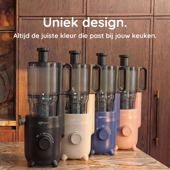 Safecourt Kitchen Slow Juicer - krachtige motor [Pre-cutter & Cold-press technologie] - eenvoudige reiniging - BPA-vrij - sapcentrifuge Beige