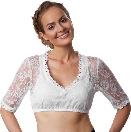 Dressforfun Dirndlblouse Heidi XL - verkleedkleding kostuum halloween verkleden feestkleding carnavalskleding carnaval feestkledij partykleding - 303078