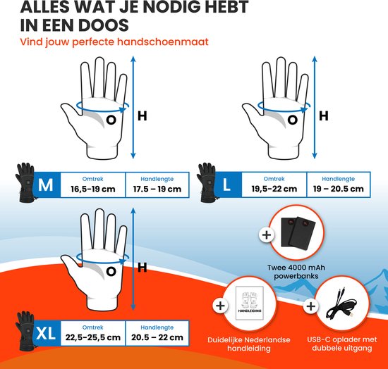 TTD® Verwarmde Handschoenen XL - Verwarmde Wanten Oplaadbaar