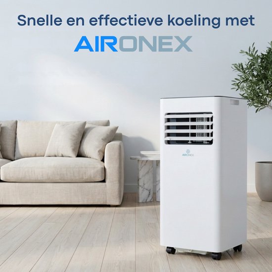 Aironex Mobiele Airco 7000 BTU – App & Afstandsbediening – Stil & Compact – Mobiele Airconditioner met Raamafdichting - Mobiele Airco voor Slaapkamer, Woonkamer, Kantoor