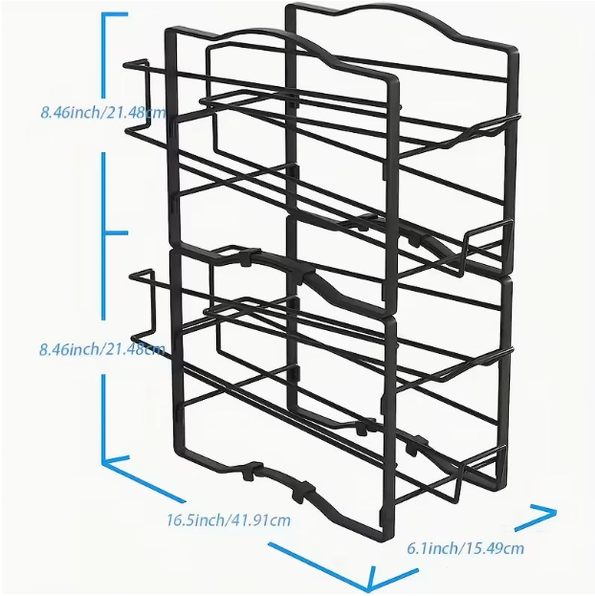 SRD Zwart Cola Rek 2-delige Set - IJzer - Keuken Organizer - Voor Blikjes en Voorraad