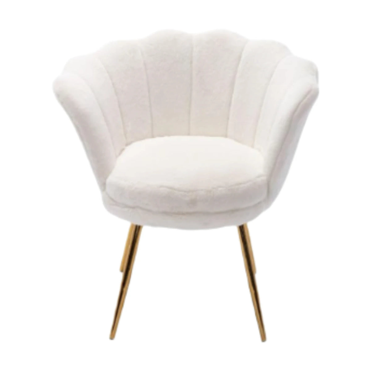 Ya-Home Fauteuil in Bloemvorm met Gouden Poten - Pluche Loungestoel - 70 x 60 x 76 cm - Wit