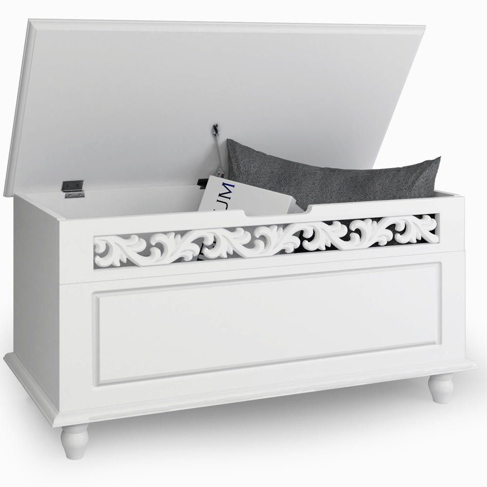Casaria Houten Bijzetkast Opbergbox met scharnier deksel - 80 x 40 x 48cm - max. 100 kg draagvermogen