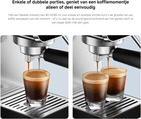 Xiaomi Halfautomatische Espressomachine | Espressomachine | 20 bar pompdruk | 1350W | 0,9L waterreservoir | RVS melkopschuimer | 1 en 2 kops | Compact