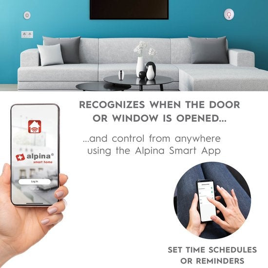 alpina Smart Home Bewegingssensor - Raam- en Deur Sensor - Bewegingsmelder - 90 Meter Bereik - Wit