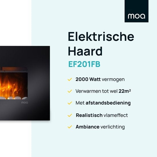 MOA Elektrische Haard - Sfeerhaard - Kachel - Zwart - Afstandsbediening - Ambilight - EF201FB