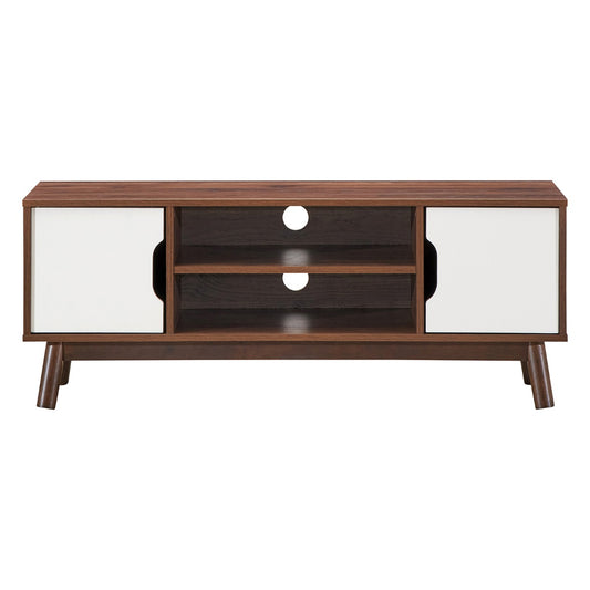 TV-Meubel In Industriële Stijl voor TV-Kasten tot 127 cm Modern Houten Multifunctioneel Opbergmeubel met Open Opbergplank (Wit)