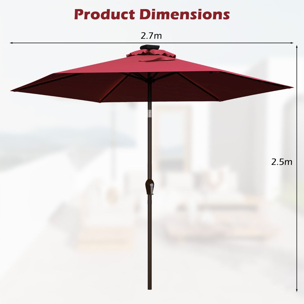 Coast Kantelbare Parasol met LED-verlichting - Zonne-energie - 2,7 m diameter - Beige