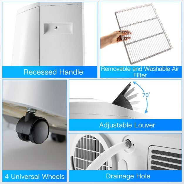 Coast Mobiele Airconditioner 16.000 BTU - 5-in-1 - 4700W - 44,5 x 39 x 77 cm - Verwarmt en Koelt tot 45㎡ - Wit