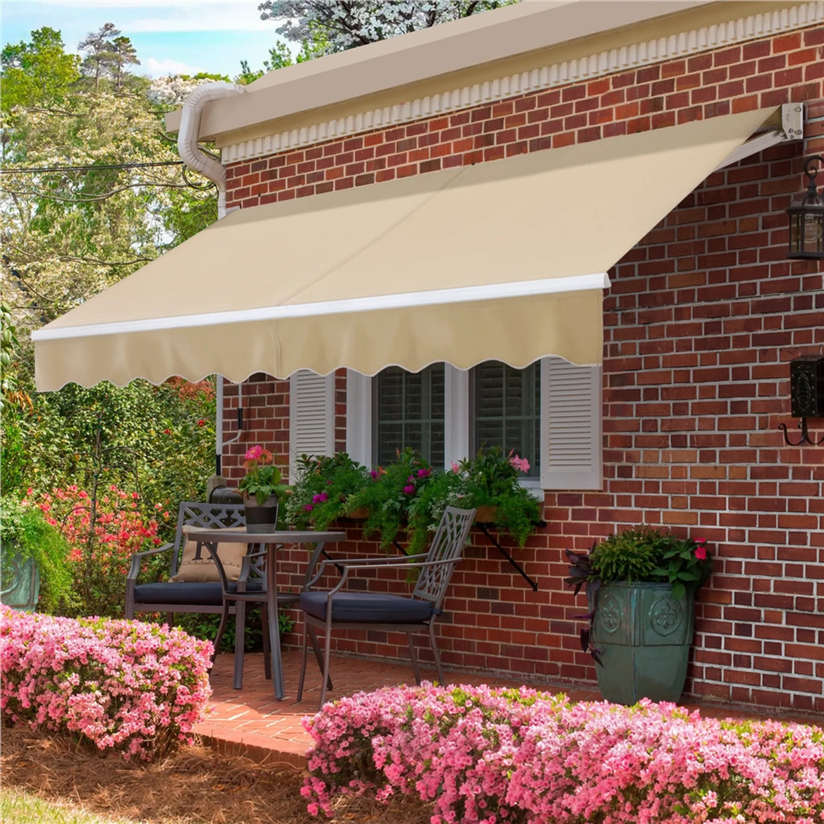 Yaheetech Klemzonnescherm – 300 x 250 x 25 cm – Voorzien Van Handmatige Slingerstang En Verstelbare Hoek En UV-Bestendige Coating – Voor Balkon En Terras – Beige Polyester En Metaal