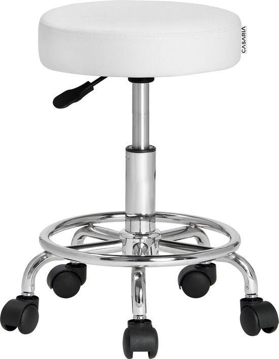 Rolkruk - Hoogte Verstelbaar 360°C Draaibaar - 51-65cm Zithoogte Wit