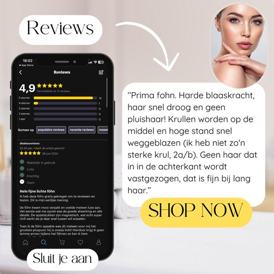 Sansbeauté® Föhn met Diffuser – Krullen – 110.000RPM - Ionische Haardroger met Borstel - 3 Standen - 3 Opzetstukken – Reisföhn - Coolshot – Haarföhn met Diffuser – Hair Dryer - 2000W - EssentiaPRO®