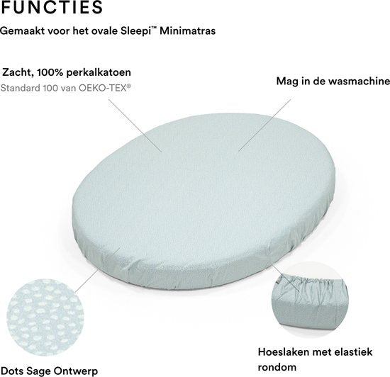 Stokke® Sleepi™ Mini Hoeslaken V3 - Dots Sage