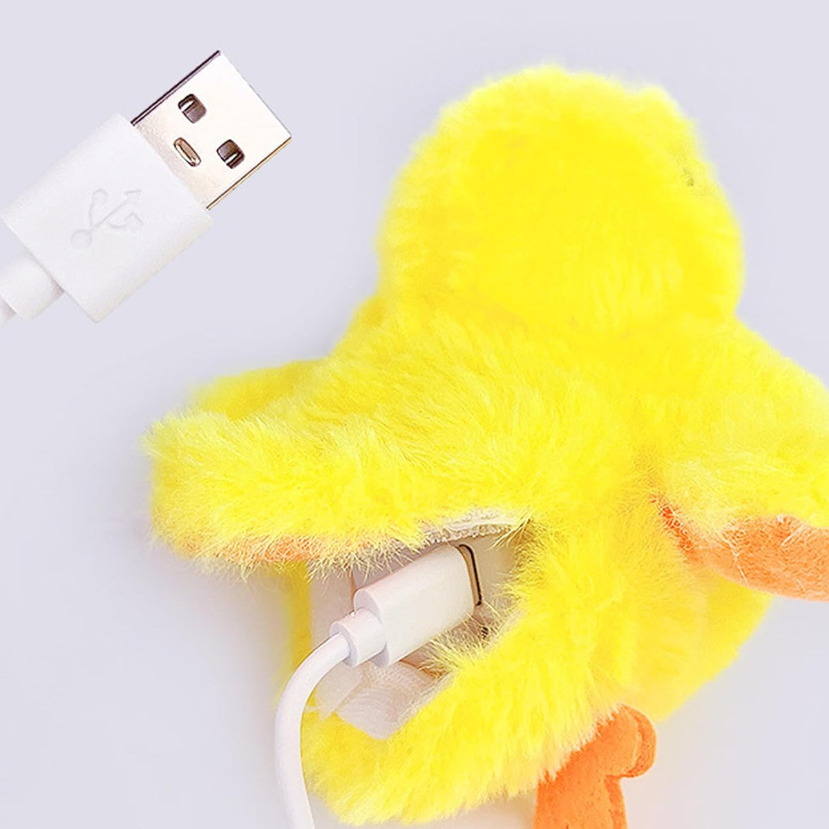 Tnfeeon interactief kattenspeelgoed eend - Bewegende vleugels en geluid - USB-oplaadbaar - Geel