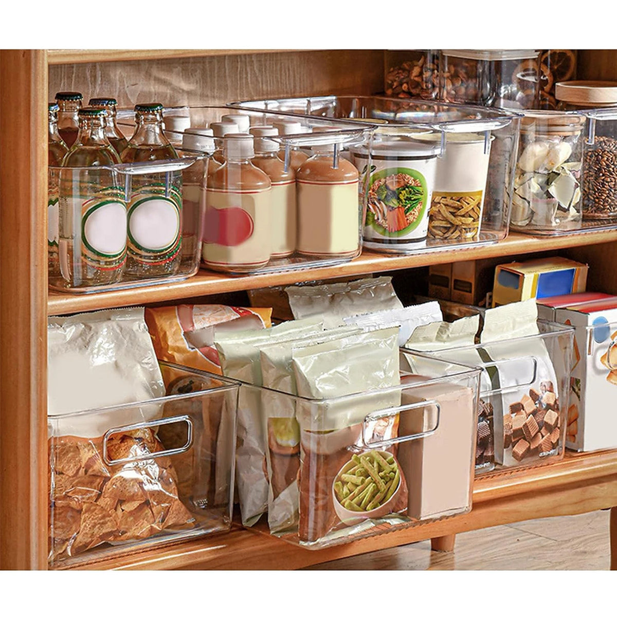 WhereHike Transparante Opbergdoos met Handvat Set van 4 – Large – Kunststof