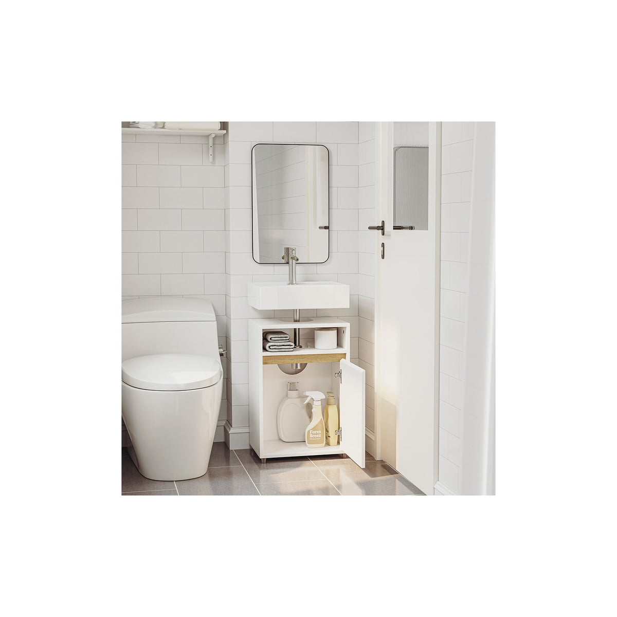 SoBuy Wastafelmeubel 1 Deur - Wit - 40 x 36 x 60 cm - Met Open Vak, Modern