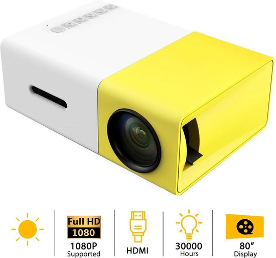 Mini Beamer - 320 x 240 - USB - HDMI - Wit - Geel - 50 lumen YG-300