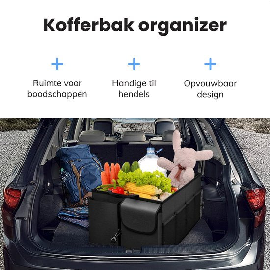 Auto kofferbak Opberg box - Organizer - Accessoires - Voor in de Auto - Organizer Auto - Tas - Achterbank - Zwart - Luft