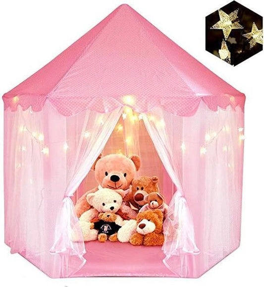 Fuegobird Speeltent Voor Kinderen - prinses kasteel - Game Tent - Indoor en Outdoor Games - Wordt geleverd met led-verlichting - Roze