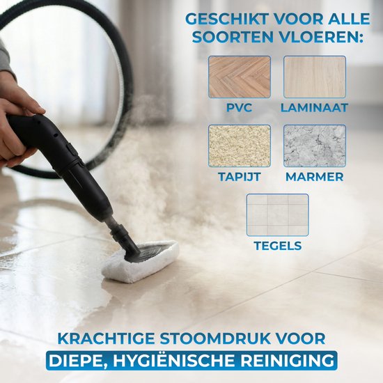 Powell Stoomreiniger - Tapijtreiniger - Handstoomreiniger - Vlekkenreiniger - Stoomapparaat - Reinigingsmachine - Inclusief accesoires - Voor vloer, bank, badkamer, tapijt en ramen - Zwart