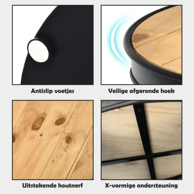 Coast Bijzettafel - 3 Laags - 50x50x41,5 cm - Zwart
