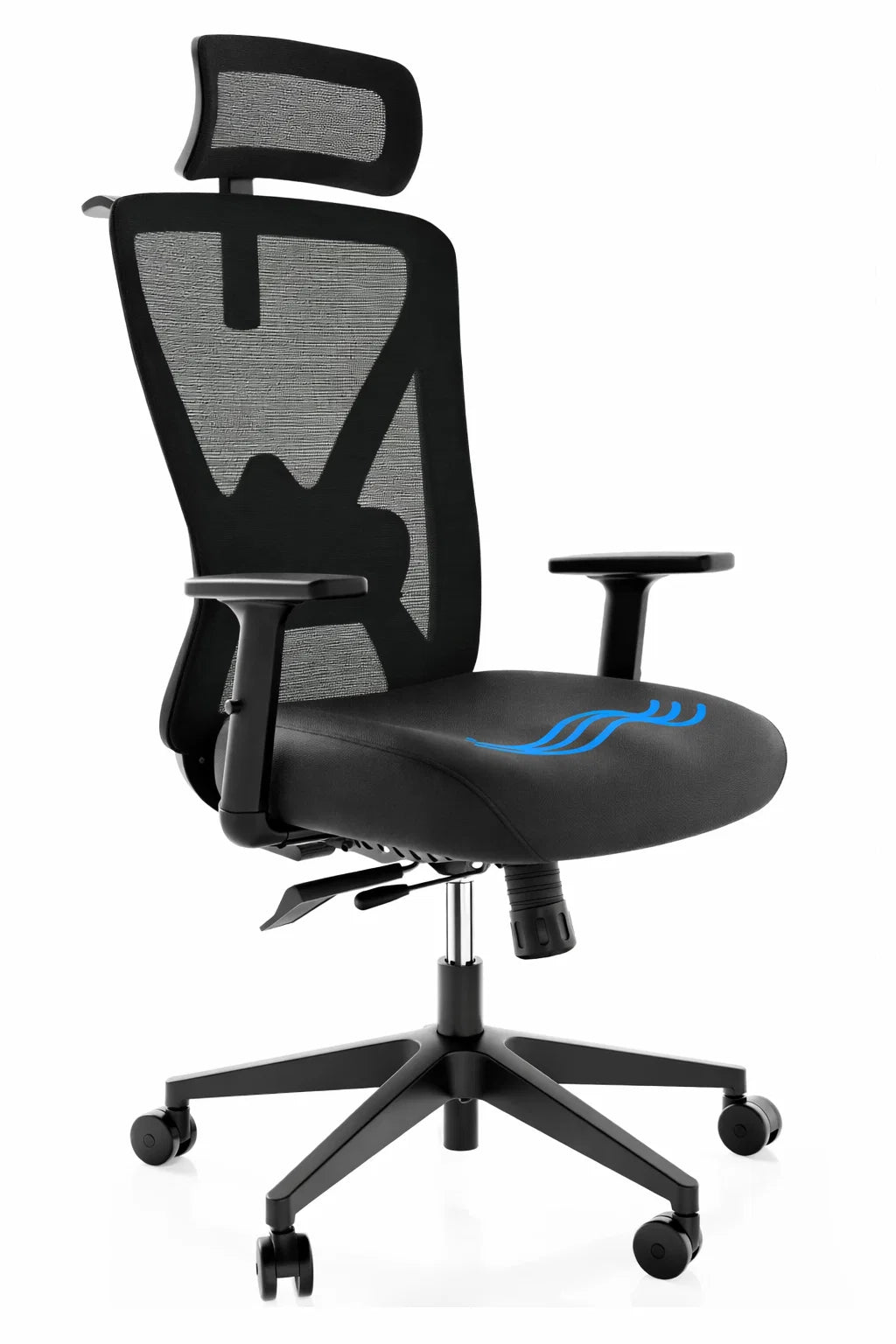 Backerz – Ergonomische Bureaustoel – 44-56 cm Zithoogte & EN1335 Gecertificeerd – Voorzien Van 3D Armleuningen En Verstelbare Lendensteun – Voor Kantoor En Gaming – Zwart Polypropeen En Mesh