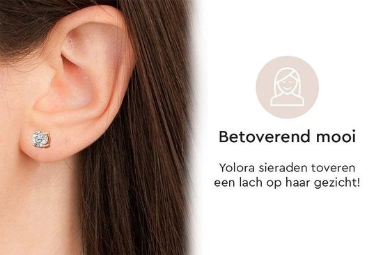 Yolora Dames Oorbellen met Kalpa Camaka Kristallen - Rosé kleurig - 18K Roségoud Verguld - Vrouwen Oorknoppen Rose Gold - Sieraden - Exclusieve Geschenkverpakking - Moederdag Cadeautje