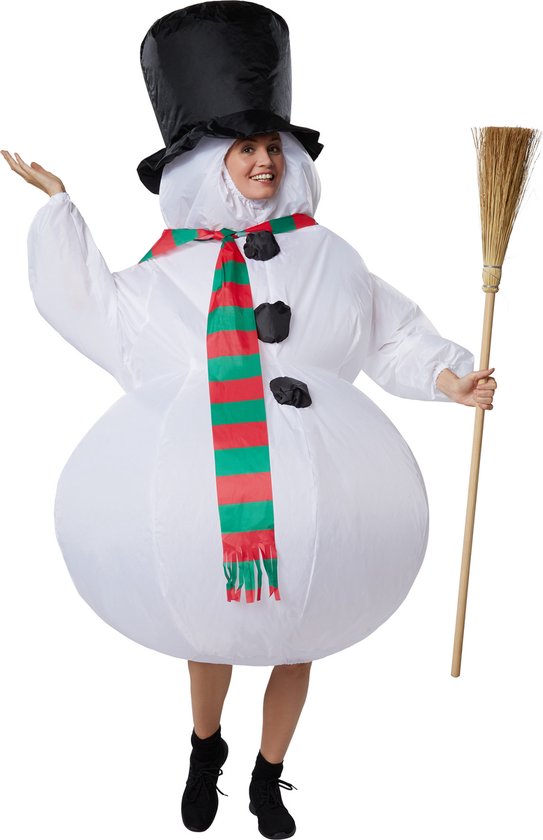 Dressforfun Opblaasbaar kostuum sneeuwman - verkleedkleding kostuum halloween verkleden feestkleding carnavalskleding carnaval feestkledij partykleding - 302359 - Onesize