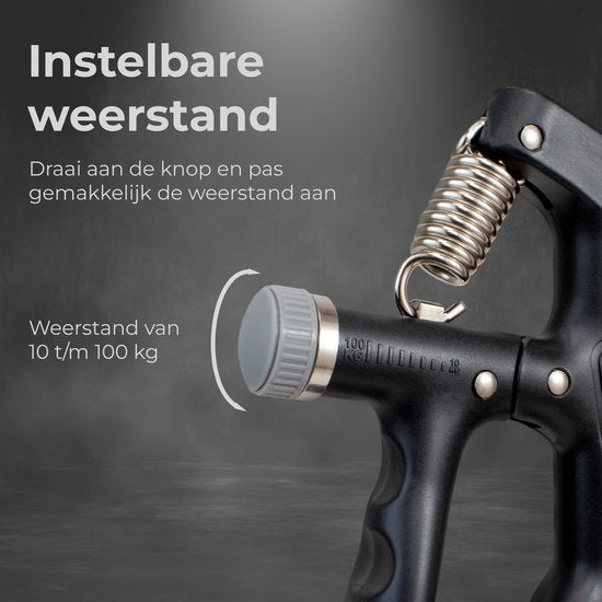 Verstelbare Handtrainer - 10 tot 100 KG - Digitale Handknijper - Fitness Vingertrainer - Grip Trainer - Zwart