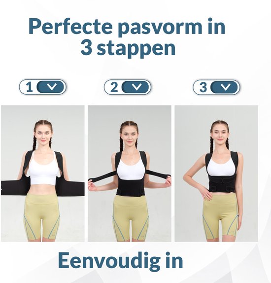 Caresense Rugbrace Man & Vrouw verstelbaar - Postuur corrector - Schouderbraces - Houding correctie brace - maat L