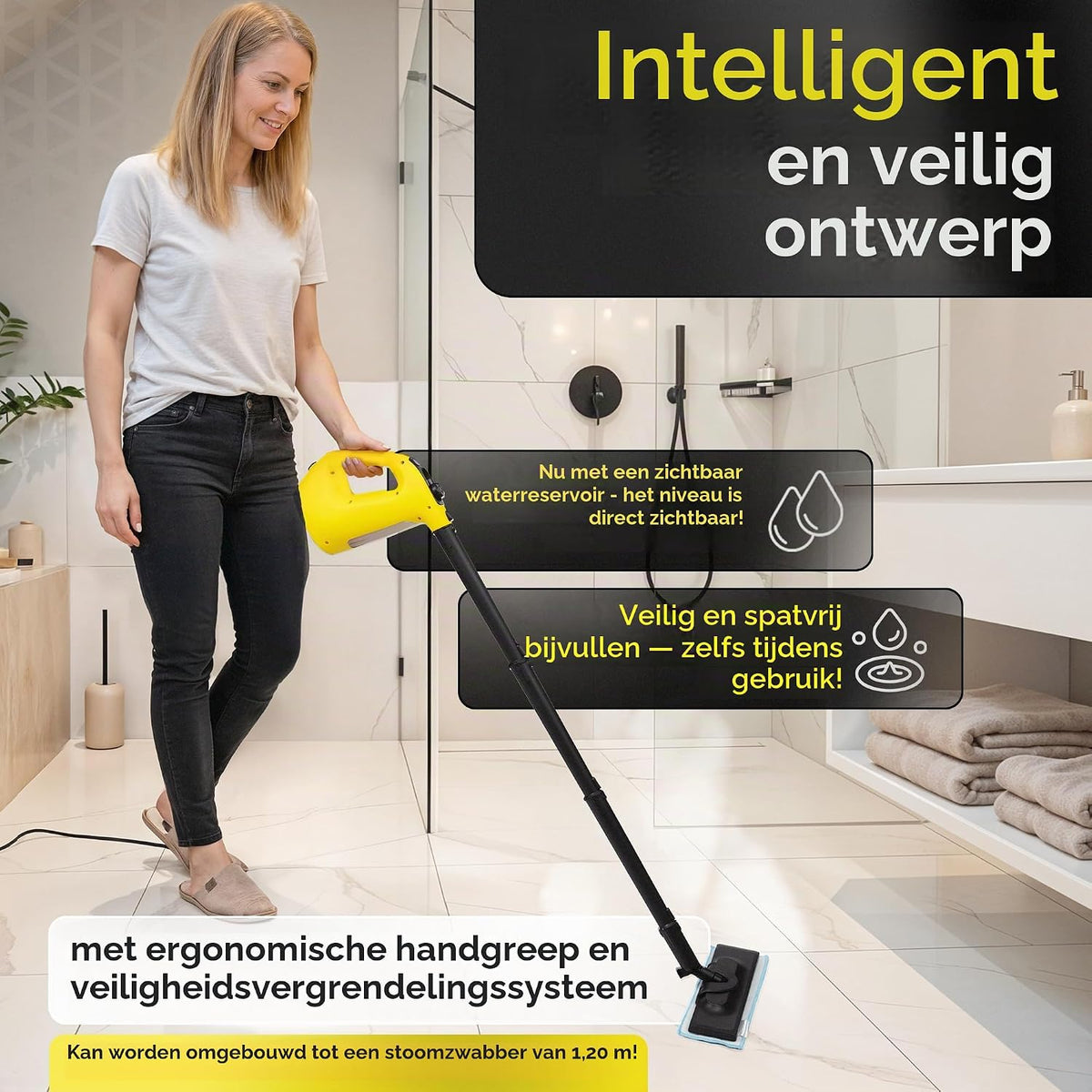 Neighbour's Friend Handstoomreiniger - Stoom tot 135 °C - Waterreservoir van 450 ml - Compact en Licht - Schoonmaken zonder Chemicaliën