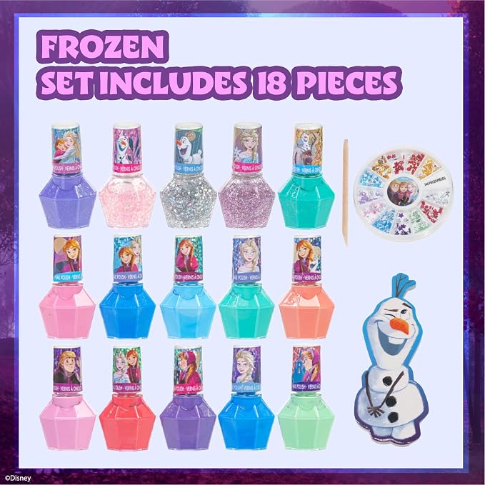 Townley Girl Disney Frozen Nagellakset voor Kinderen – 15 Kleuren – Peel-Off – Vanaf 3 Jaar