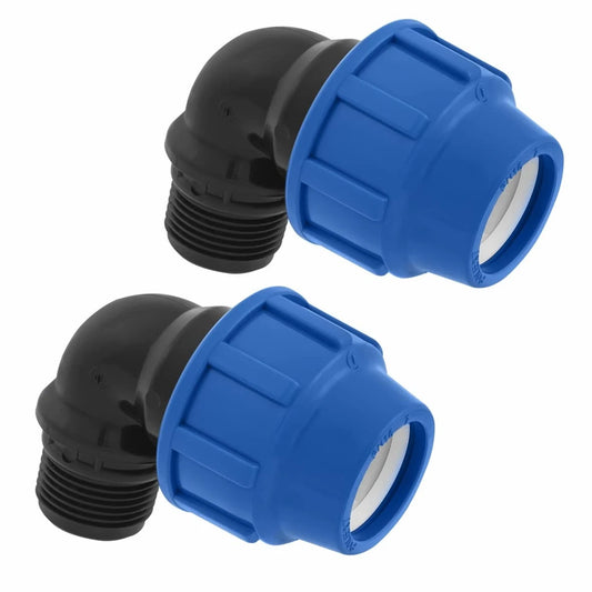 SmartProduct Haakse Knelkoppeling 25 mm x 1 Inch 2 Stuks – Zwart & Blauw – PP