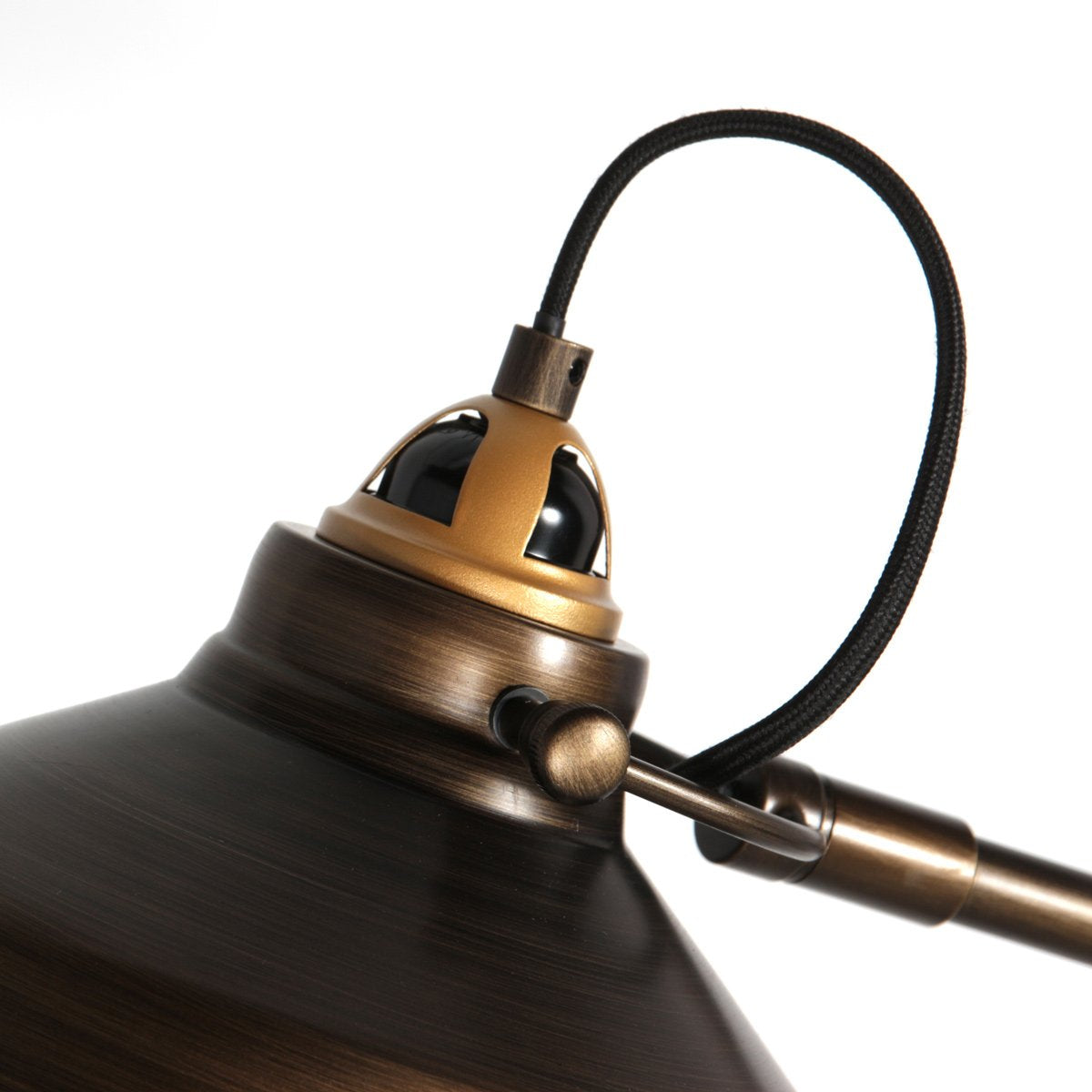 Bronzen vloerlamp Nove 1322BR met goudkleurige details E27 - Draaibaar en kantelbaar - Industrieel design - Mexlite - 190 cm snoer