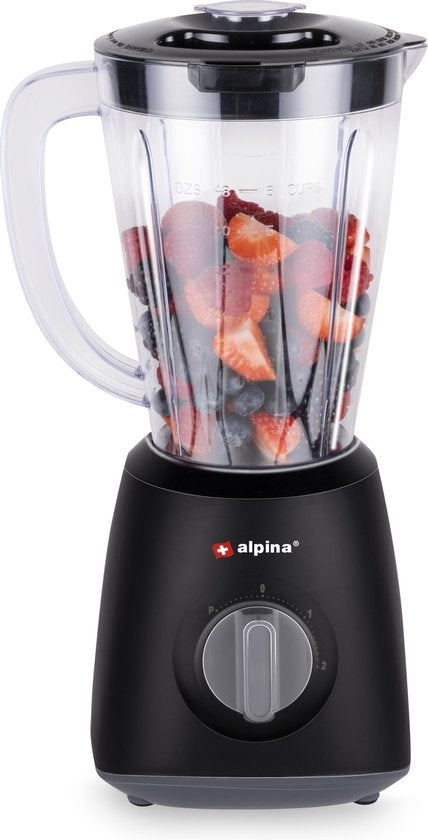 alpina Blender - 1,5 Liter - 400 Watt - Turbofunctie - Kunststof Kan - Zwart