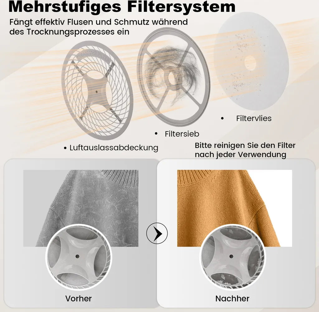COSTWAY Mini-kledingdroger 800 W, 5 kg Wit