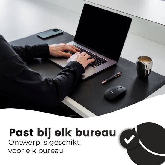 WURK Professionele Bureau Onderlegger Kunstleer – Bureau Organizer – Bureau Accessoires – Muismat XXL– Inclusief Kabel Clip – 90x45 – zwart