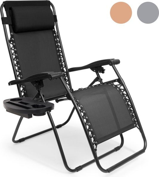 LifeGoods Opvouwbare Tuinstoel - 30°-90° Verstelbaar - Metaal - Zwart