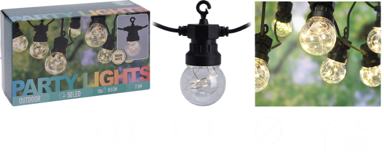 ProGarden Feest Lichtsnoer 7,5m 50 Micro-LED Buitenverlichting EDCB60022