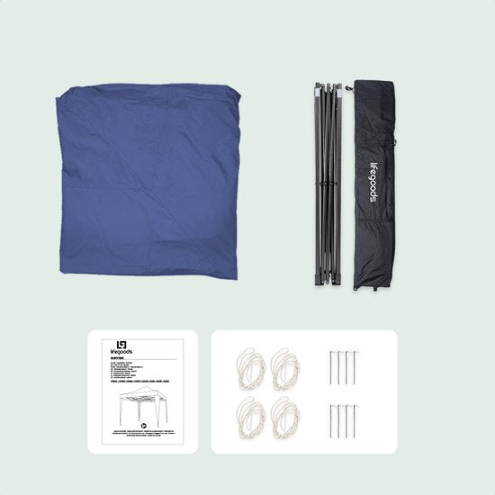 LifeGoods Partytent - Paviljoen - Easy Up - Opvouwbaar - Waterdicht - Met Draagtas - 300 x 300 cm – Blauw